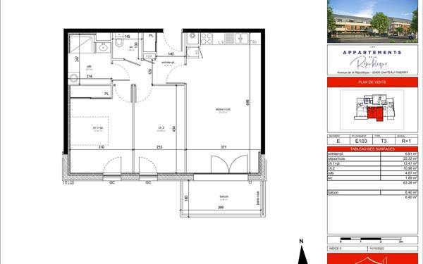 Appartement à vendre    3 pièces • 63,38 m2 Château-Thierry