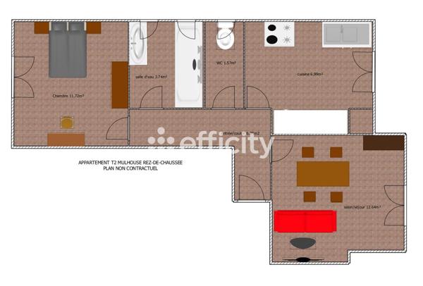 Appartement 2 pièces - 43 m² Exclusivité efficity