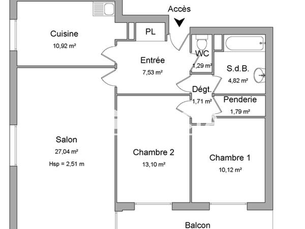 Location Appartement 3 pièces 78.32 m² - L'ERMITAGE Saint Martin D'heres 38400