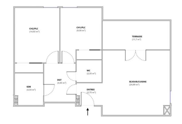 T3 avec terrasse – Résidence récente et sécurisée – Marseille 11