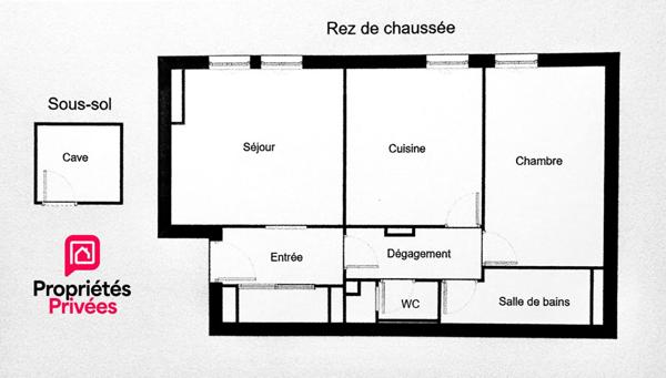 Appartement 2 pièces 45 m2 avec cave