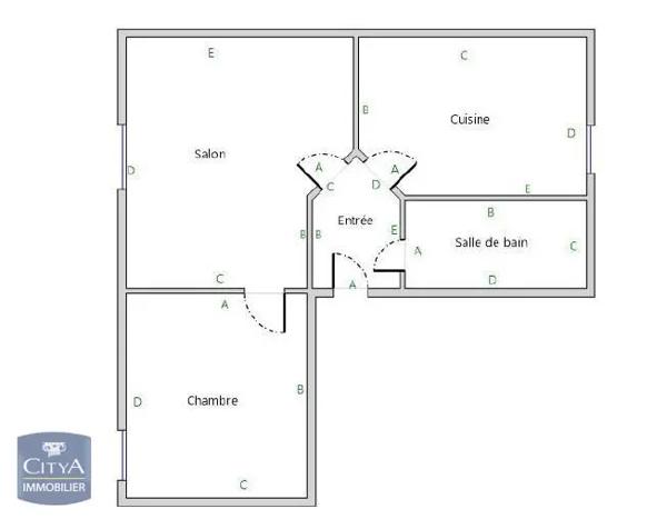 Appartement à louer 2 pièces 41.02m²