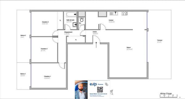 06270 VILLENEUVE LOUBET - APPARTEMENT 4 PIECES AVEC TERRASSE BALCONS CAVE ET PARKING - MER A 5' -