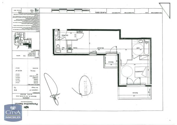 Appartement à louer 2 pièces 46.23m²