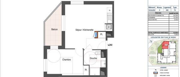A vendre T2 Neuf de 43m² - secteur de l'hyppodrome d'Angers