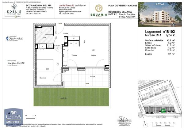 Appartement à louer 2 pièces 43.2m²