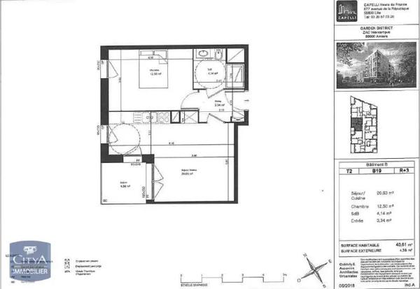Appartement à louer 2 pièces 40.61m²