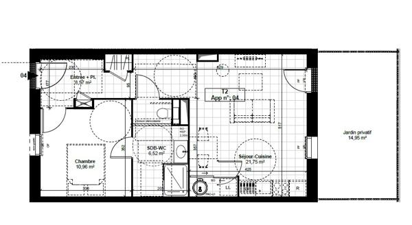 Appartement 2 pièces 47.88 m2