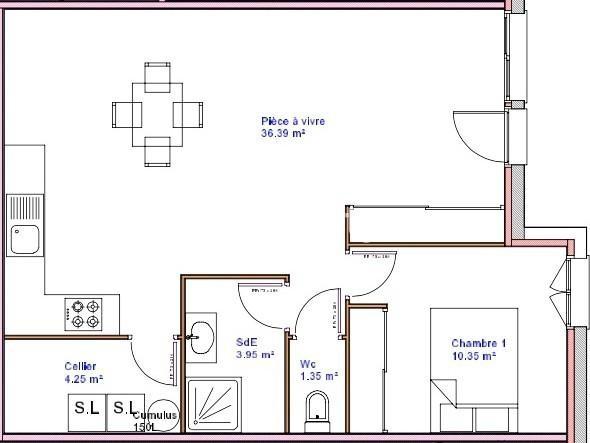 Maison 2 pièces - 56 m²