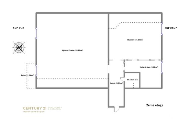 Appartement T2 à vendre  2 pièces - 54,20 m2 PARIS - 75015