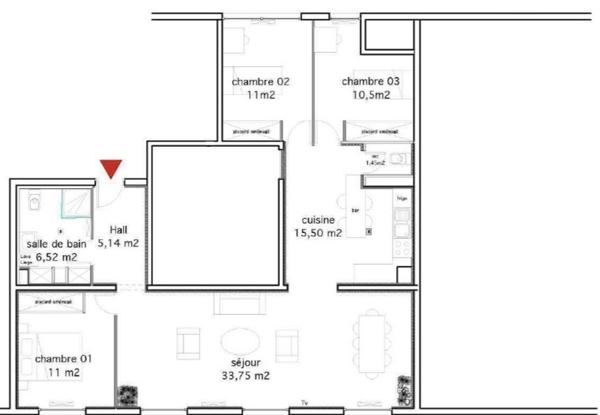 Saint-Étienne (42100) Appartement T4 de 92m² - 3 chambres - dans résidence sécurisée - quartier Bellevue
