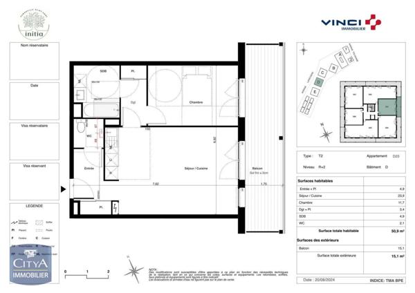 Appartement à louer 2 pièces 50.9m²