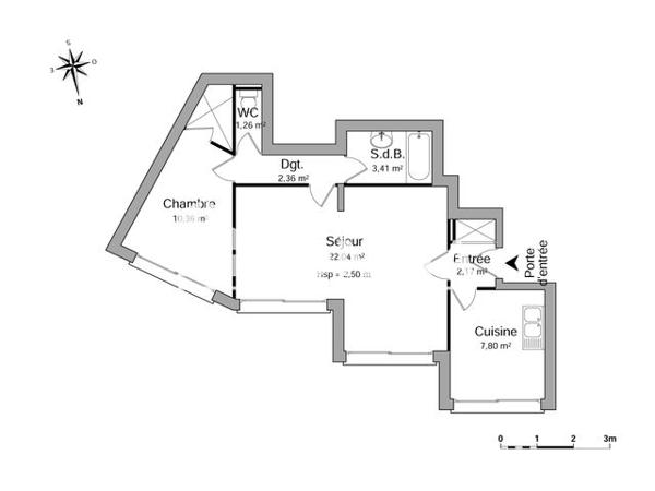 Location Appartement 2 pièces 49.4 m² - 8 ,RUE MGR MORELLE Saint Brieuc 22000