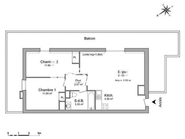 Location Appartement 3 pièces 61.94 m² - 123 RUE DE LA REINE BLANCHE Carrieres Sous Poissy 78955