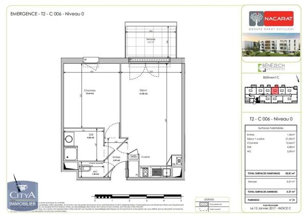 Appartement à louer 2 pièces 42.58m² Toulouse (31200)