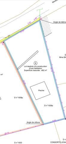 Terrain de 462 M2 Façade de 16M à vendre  POMMEUSE (77)