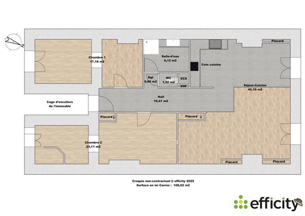 Appartement 3 pièces - 108 m² Exclusivité efficity