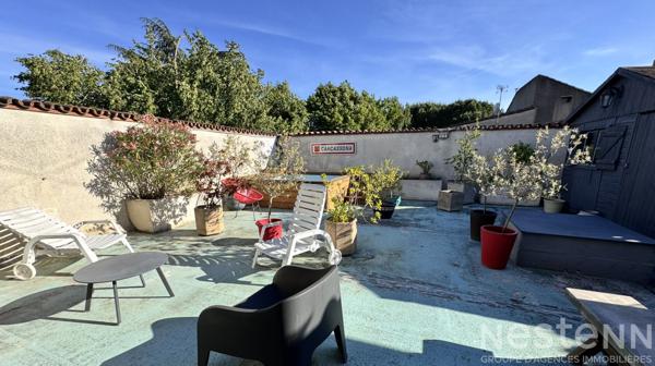 Vente immeuble Carcassonne comprenant local commercial loué 1751 euros et logement 115 m² avec terrasse