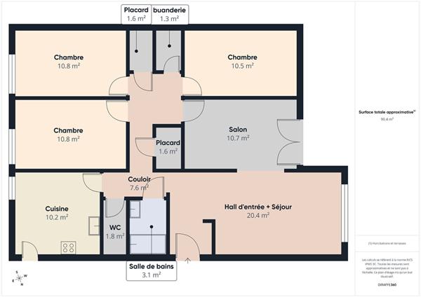 Appartement vendu loué T5 - 92 M2 avec 2 balcons et garage