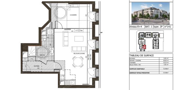 Appartement programme neuf - T2 - 52 m2