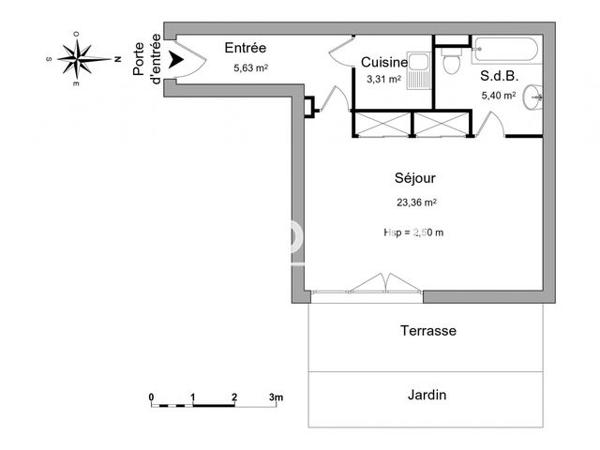 Location Studio 37.7 m² - BATIMENT A Plaisir 78370