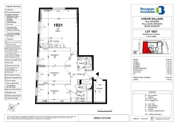 Dpt Val d'Oise (95), à vendre DOMONT appartement T4 avec parking