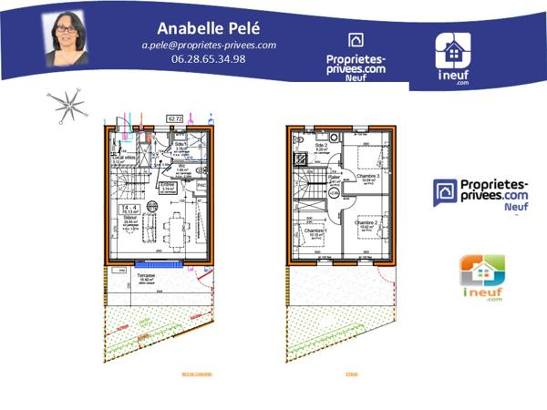 Aizenay 85190, Maison de ville, 3 chambres, 78 m² + terrasse + jardin