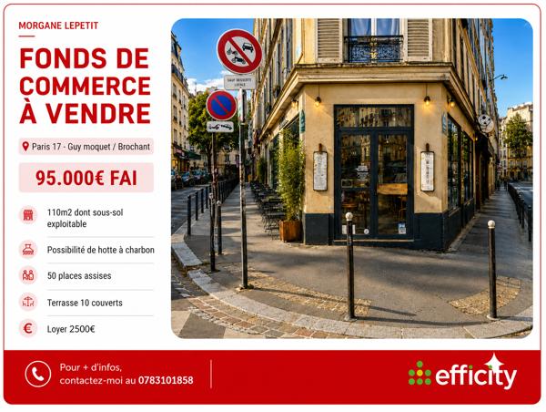 Fonds De Commerce
        
        - 110 m² Exclusivité 95 000 € *