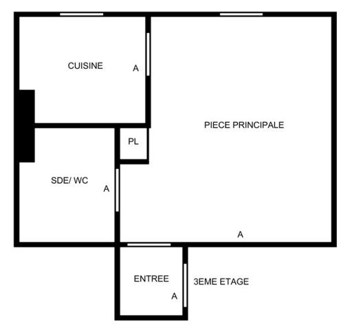 Location studio 32 m² Paris 8