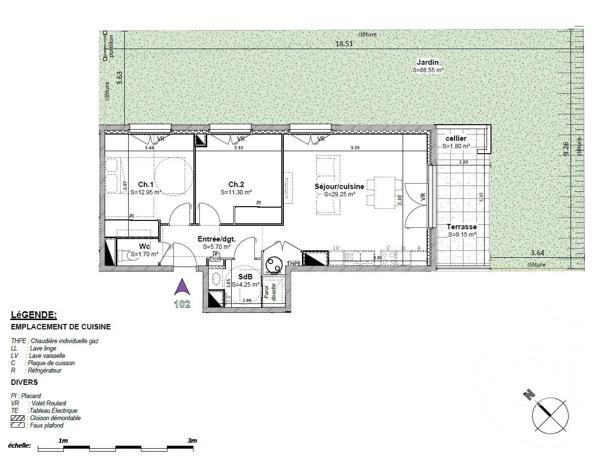 Appartement T3 à vendre  3 pièces - 65,15 m 2   GONCELIN  - 38
