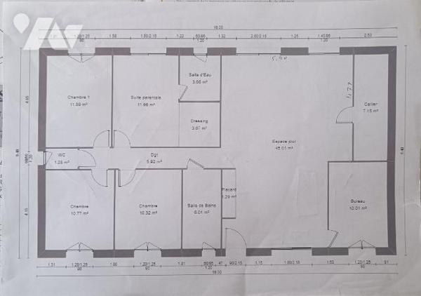 Charmant pavillon familiale de plain-pied, 129 m² habitable,  5 chambres sur 1575 m² de jardin.