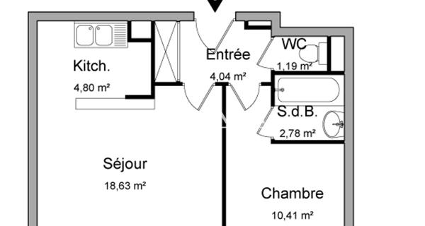 Location Appartement 2 pièces 41.85 m² - Noisiel 77186
