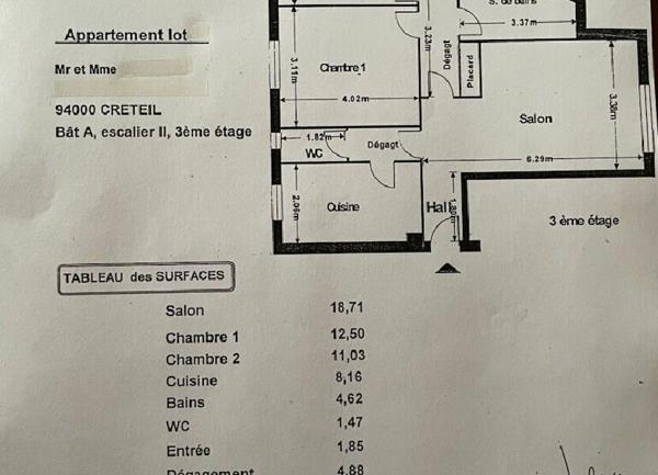 Appartement à vendre    3 pièces • 64 m2 Créteil