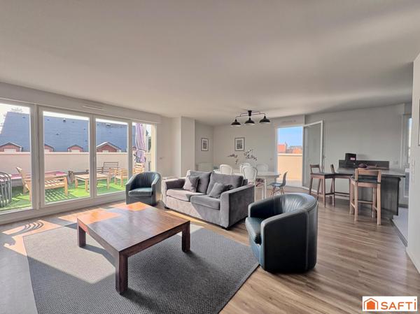 Dernier étage, terrasse sud-ouest de 45 m²