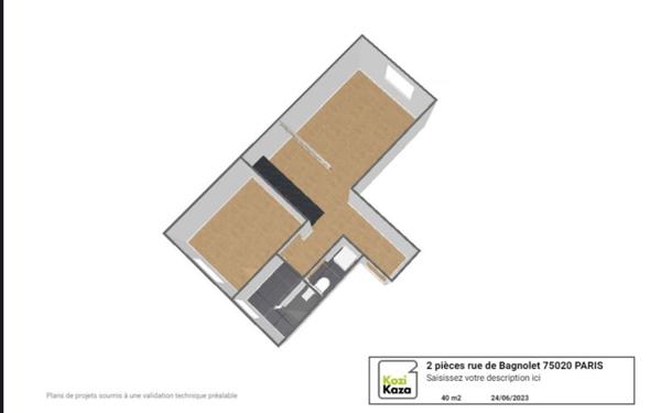 Appartement à vendre    2 pièces • 40,33 m2 Paris 20