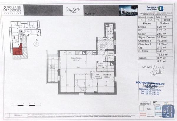 Appartement à louer 3 pièces 75.41m² Angers (49000)