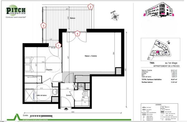 Toulouse Saint-Agne  T2 moderne au calme avec grand balcon et parking