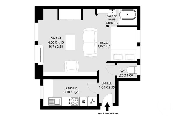 Appartement F1 à vendre  1 pièce - 29,54 m2 PARIS - 75020