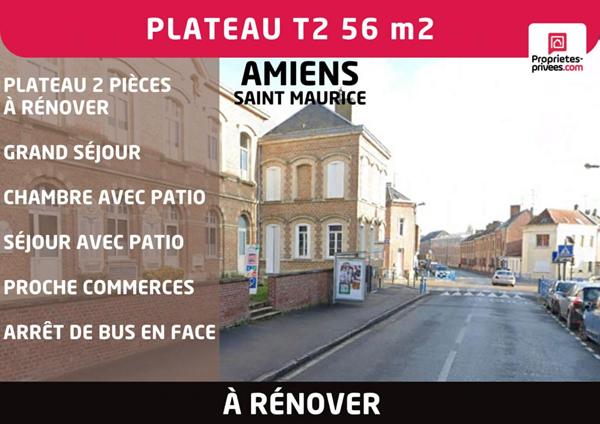 Appartement 2 pièces 56 m2 RDC avec Patio Amiens Saint- Maurice
