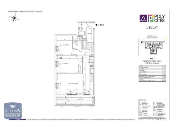 Appartement à louer 3 pièces 62m² Élancourt (78990)