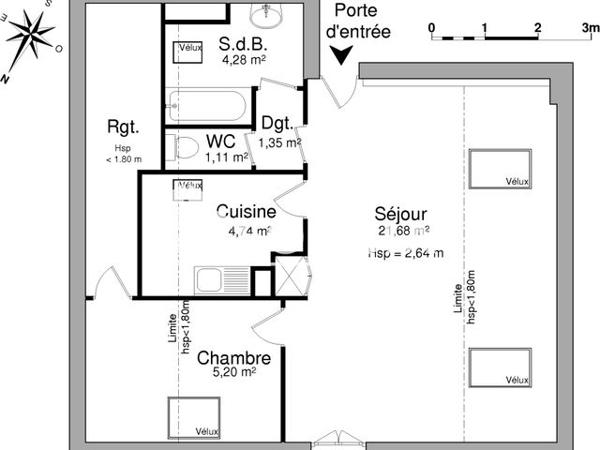 Location Appartement 2 pièces 38.36 m² - 1 RUE DES ALLUETS Ecquevilly 78920