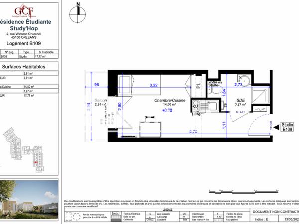 Location Studio meublé 17.77 m² - Orleans 45100