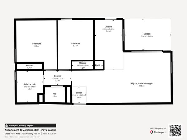 Appartement Jatxou 3 pièce(s) 63.6 m2