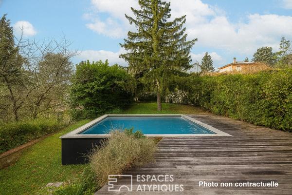 Maison contemporaine au calme d’une impasse avec jardin et piscine