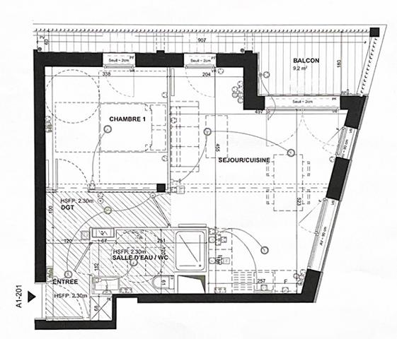 Appartement 2 pièces - 47 m² Exclusivité efficity