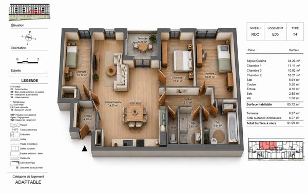 Appartement T4 neuf de 85,72 m² - Angoulême l'Houmeau - Emplacement Premium - Livraison fin 2027 Détails des diagnostics énergétiques