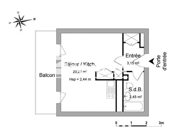 Location Studio 26.8 m² - 10 ROND-POINT DE L'ESPLANADE Strasbourg 67000