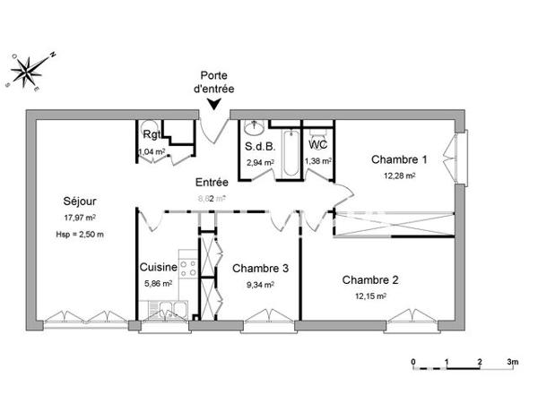 Location Appartement 4 pièces 70.38 m² - 45 RUE EMILE ZOLA Mantes La Jolie 78200