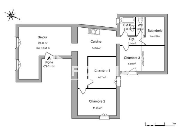 Location Appartement 4 pièces 71.72 m² - 38 RUE DES MAUGES Saint Laurent De La Plaine 49290