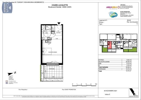 Appartement à louer 1 pièce 33.09m²